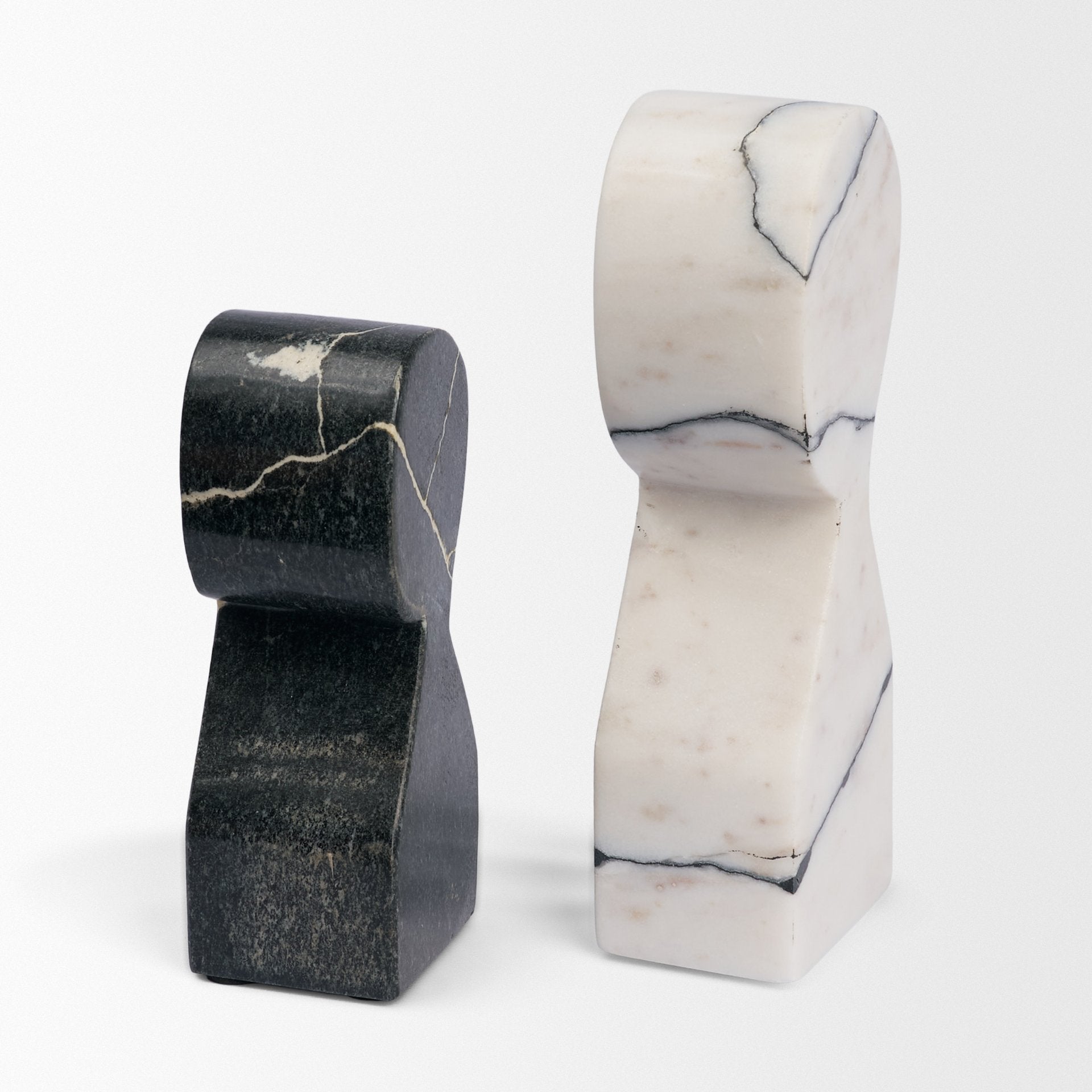 Shadow White & Black Marble Bookends