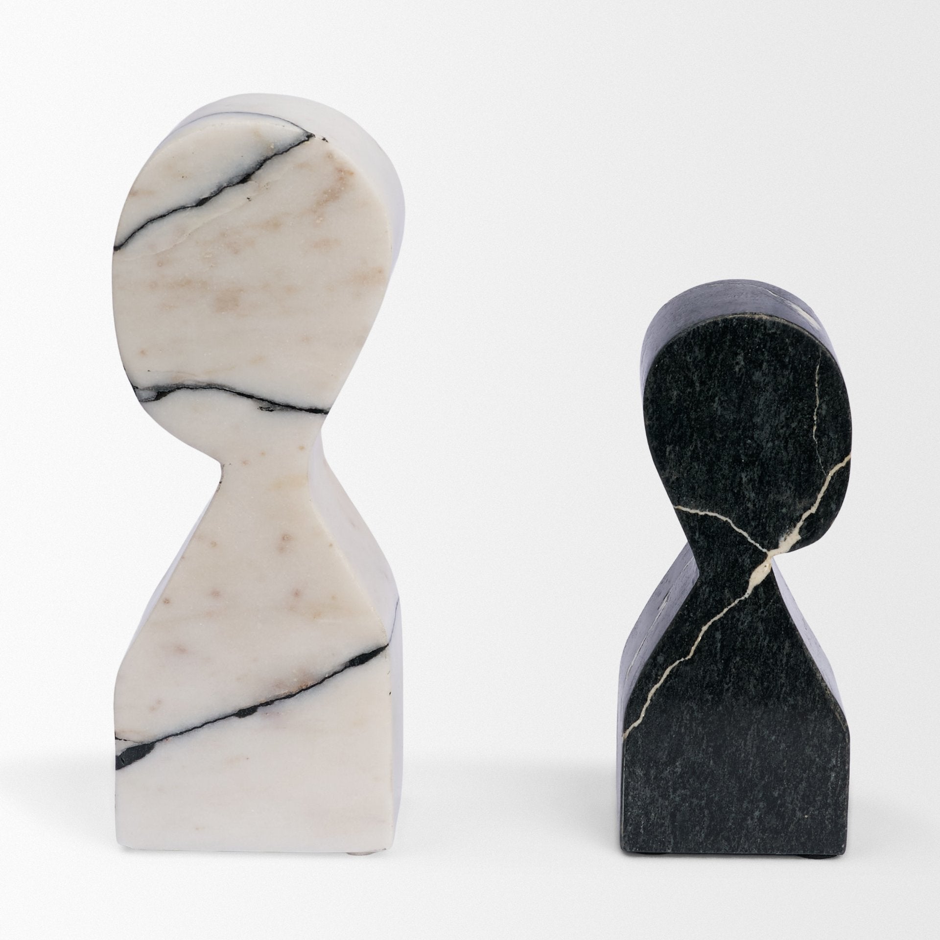 Shadow White & Black Marble Bookends