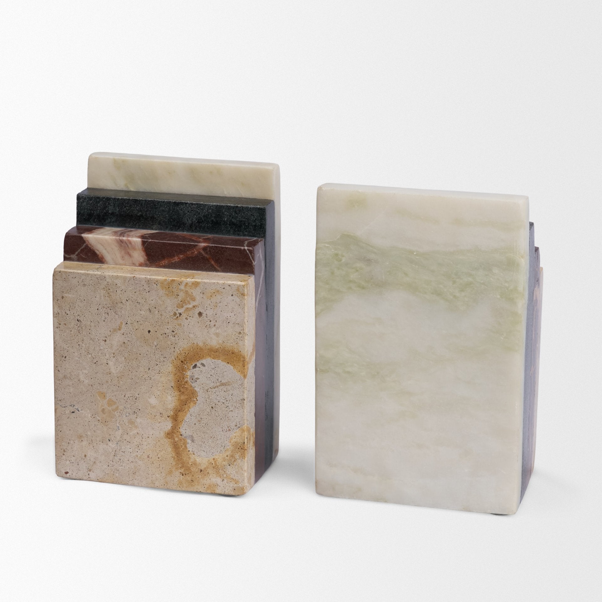 Corte Mixed Marble Stacked Bookends