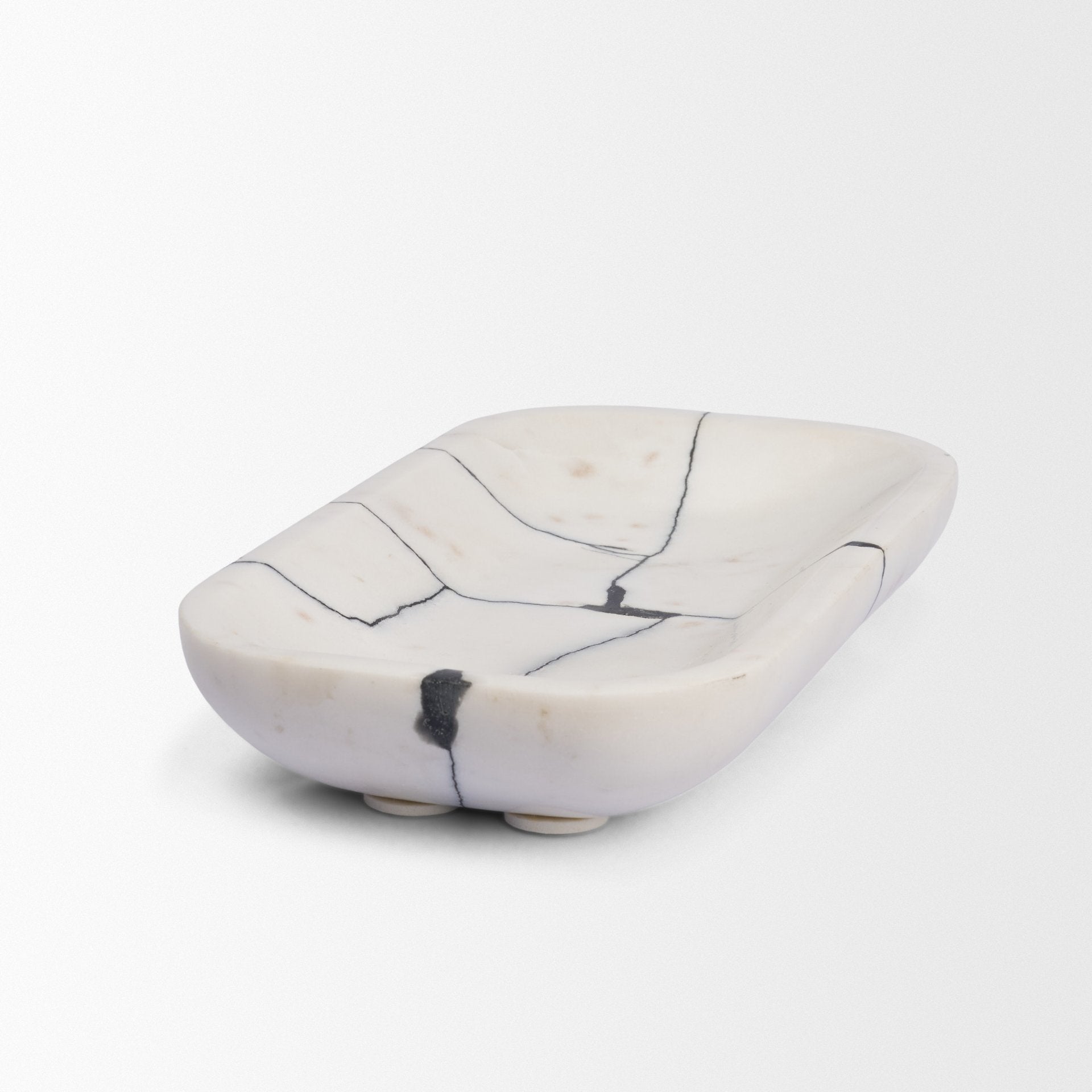 Sintessi Rectangular White Marble Decorative Bowl