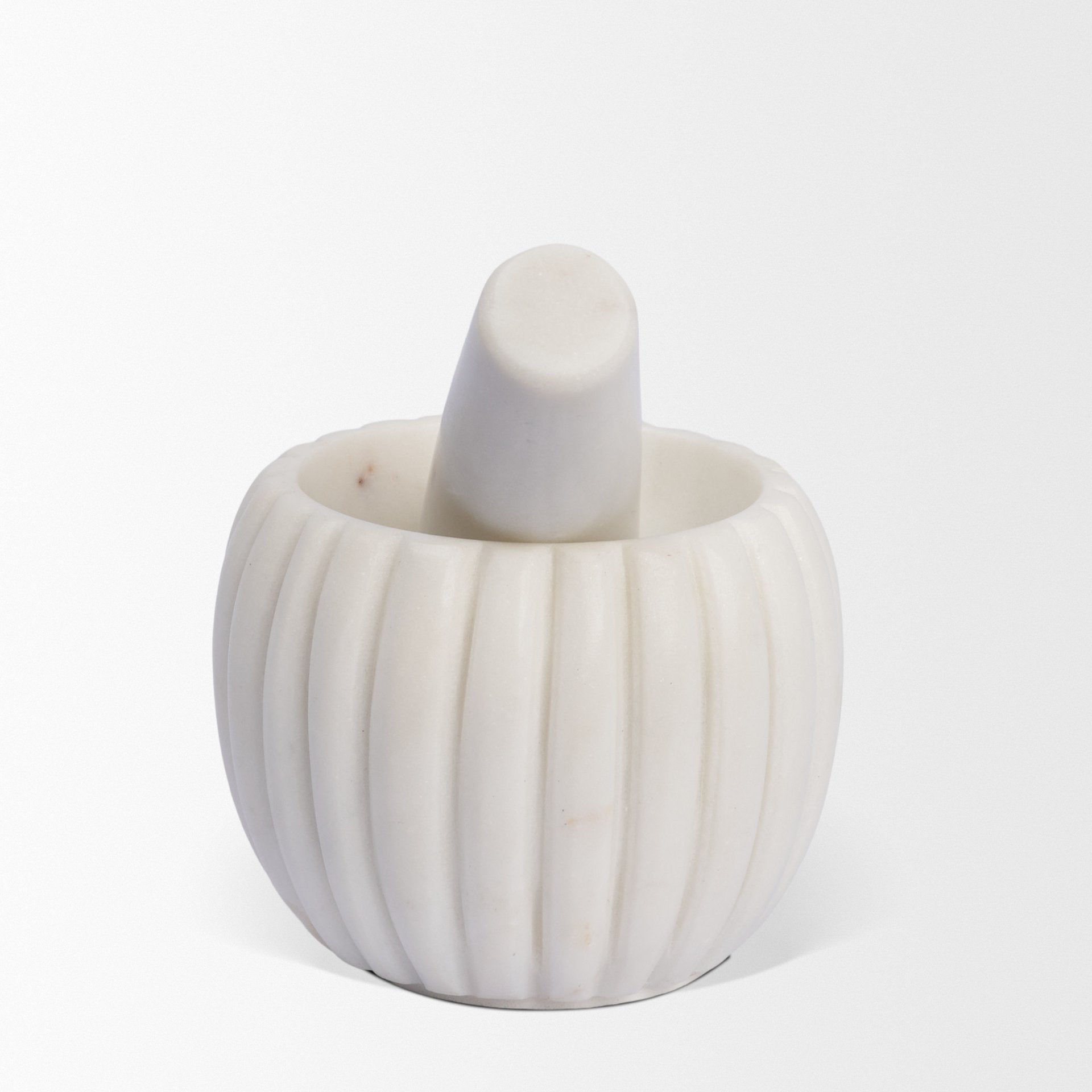 Cava Ribbed White Marble Mortar & Pestle