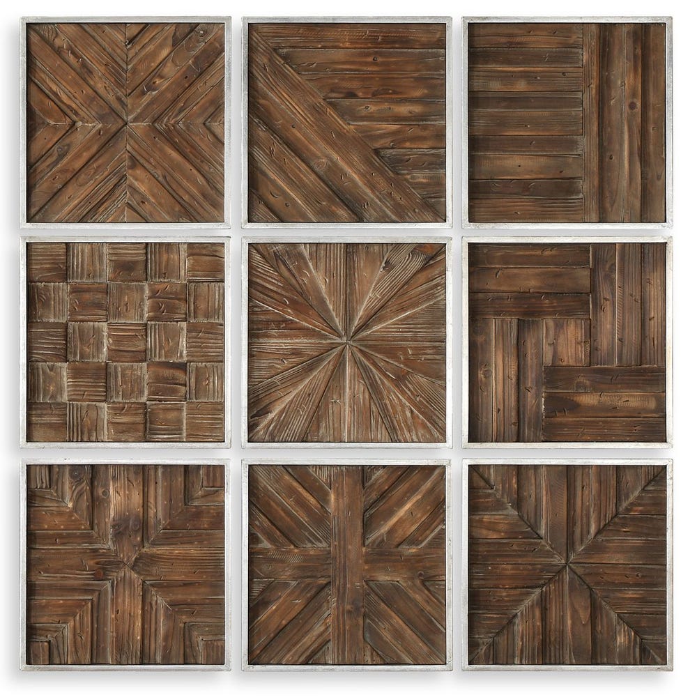 Uttermost Bryndle Rustic Wooden Squares - Set of 9
