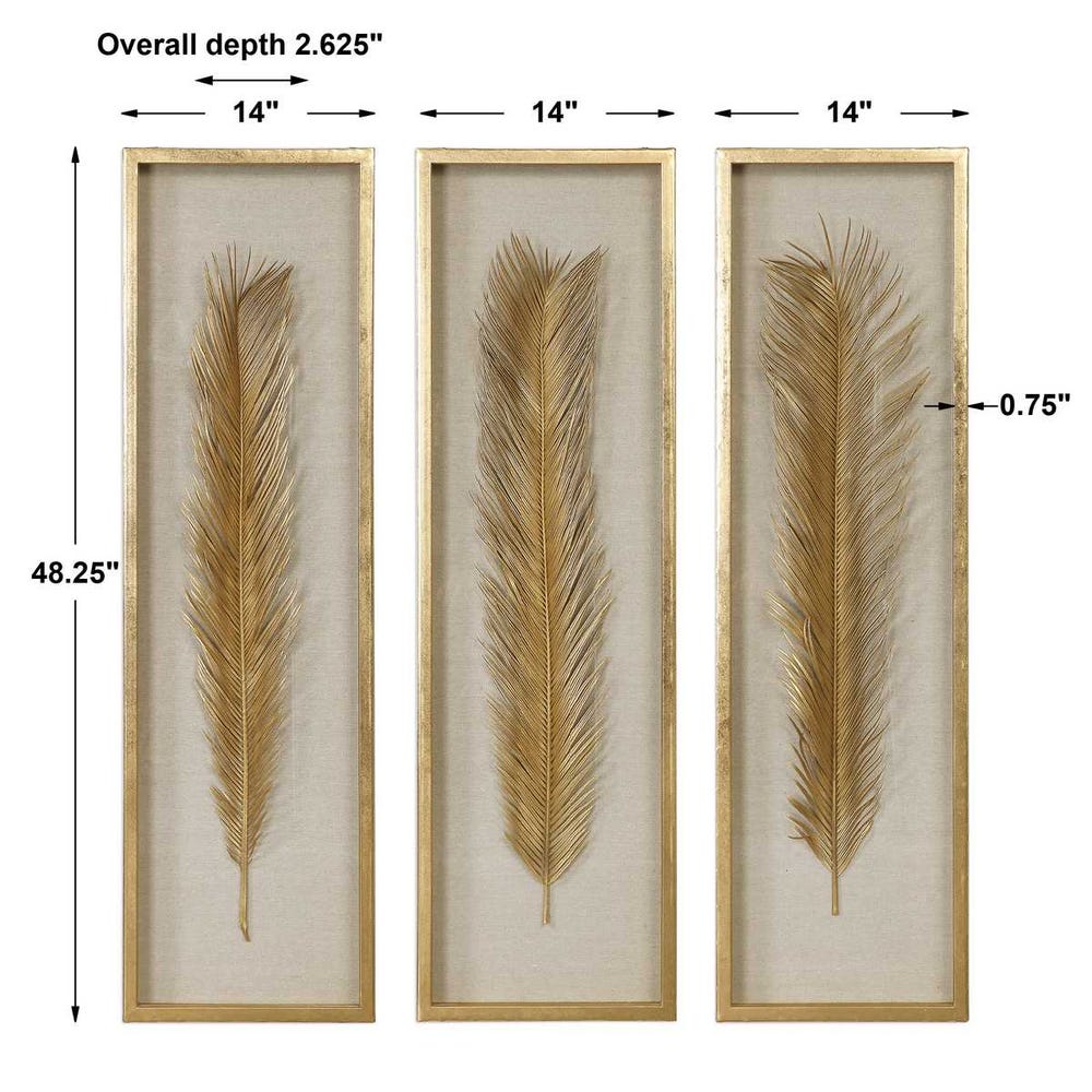 Uttermost Palma Gold Leaf Shadow Box - Set of 3