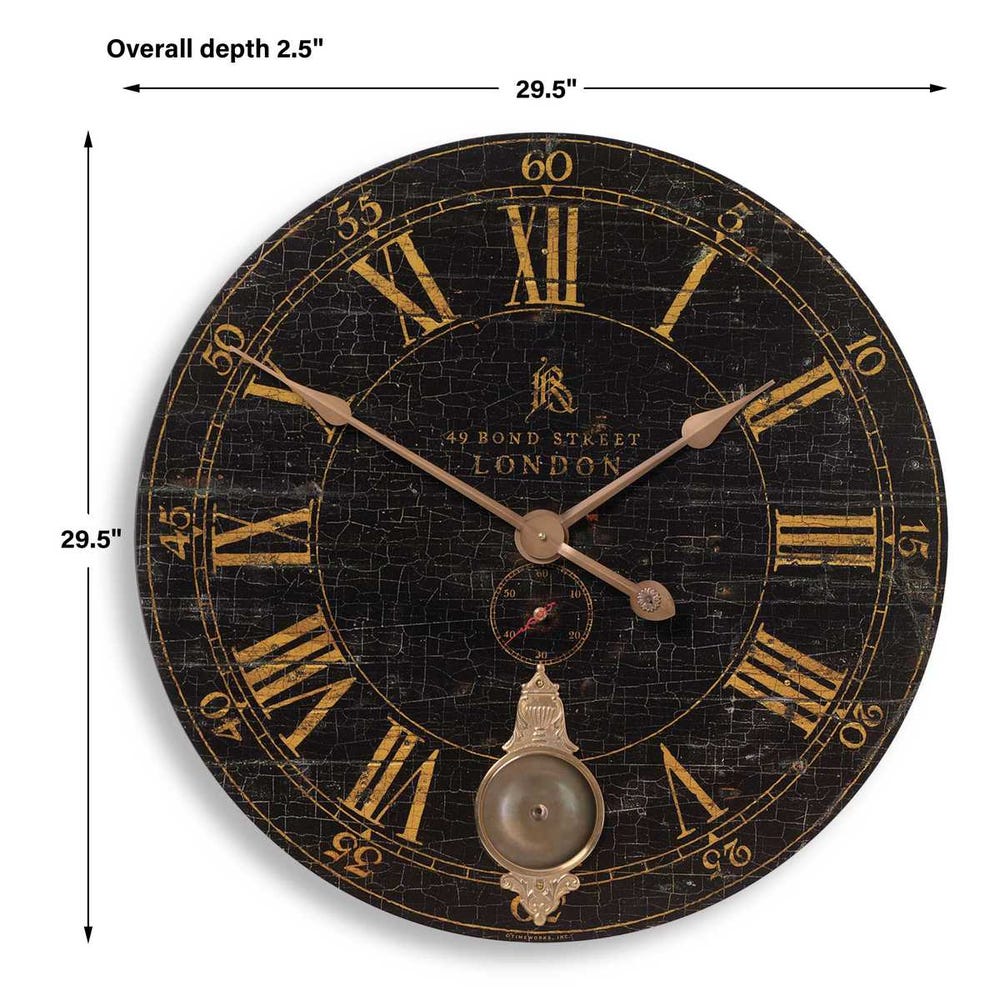 Uttermost Bond Street Black Wall Clock
