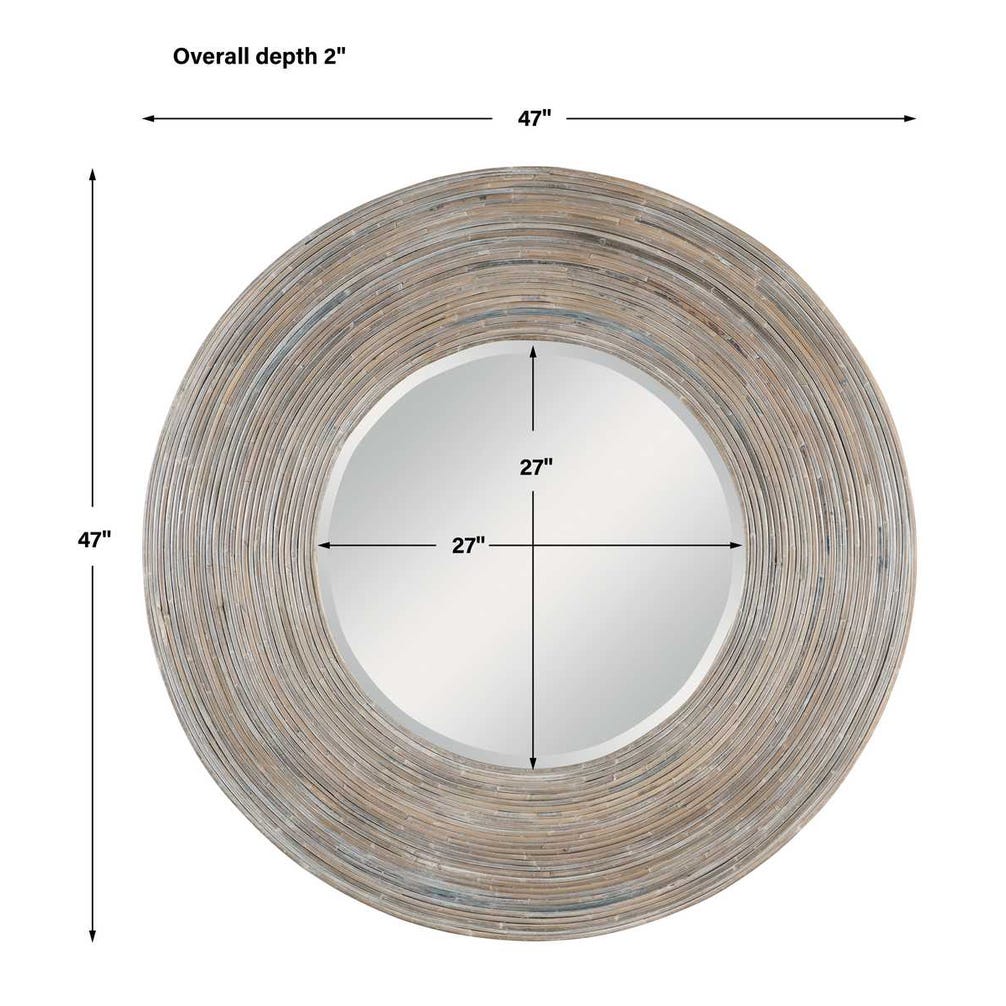 Uttermost Vortex White Washed Round Mirror