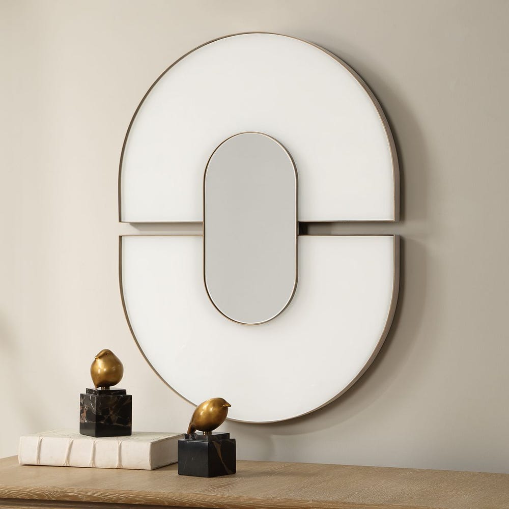 Uttermost Encase Modern White Oval Mirror