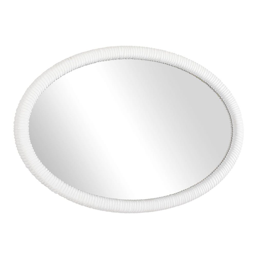 Uttermost Bali White Ribbed Oval Mirror