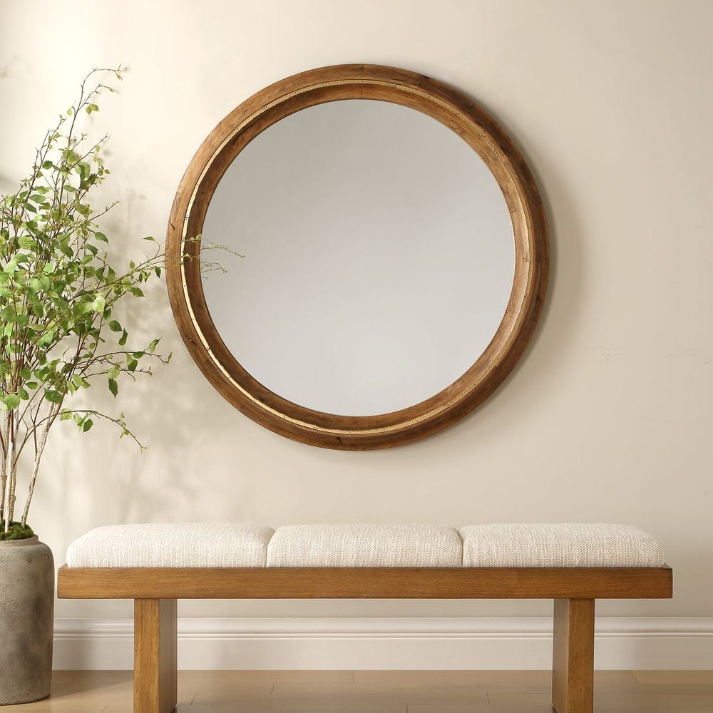 Uttermost Frontier Round Wood Mirror
