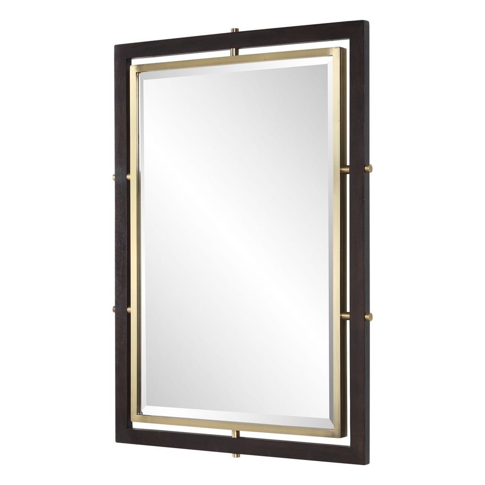 Uttermost Bach Walnut & Brass Rectangle Mirror