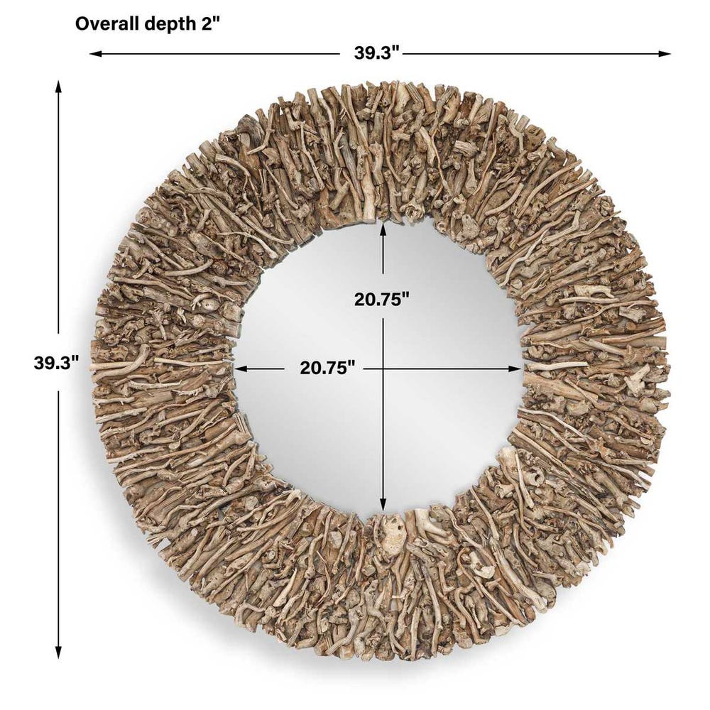 Uttermost Rossetti Round Interwoven Wood Mirror