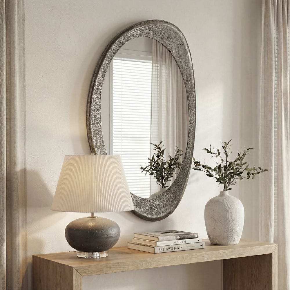 Uttermost Schiller Oval Antique Nickel Mirror