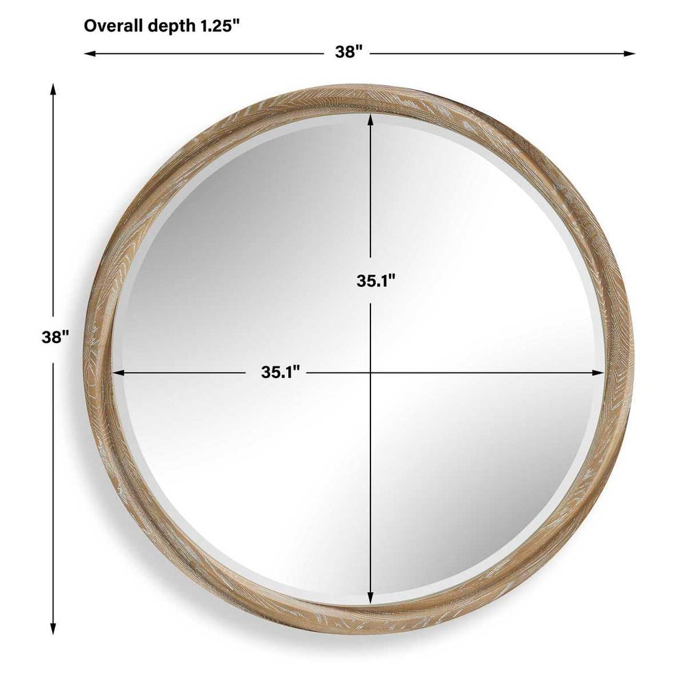 Uttermost Landry Round Light Wood Mirror