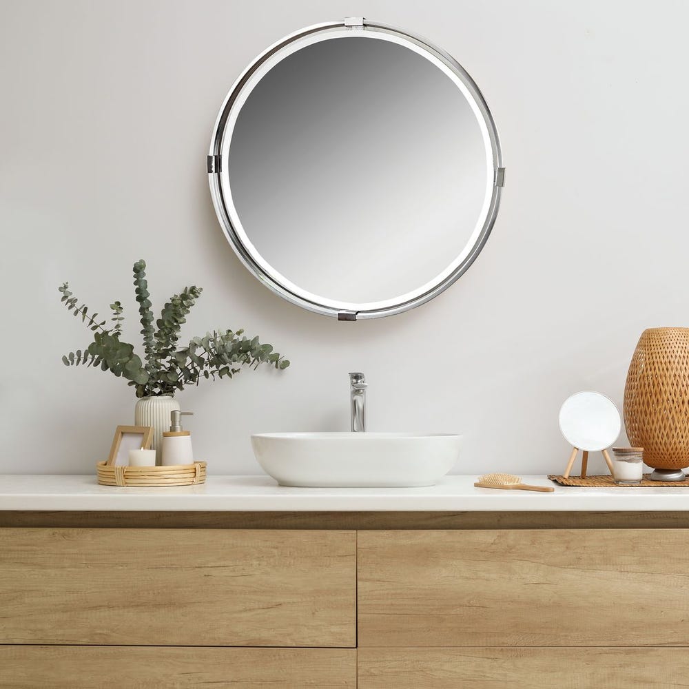 Uttermost Tazlina Brushed Nickel Round Mirror
