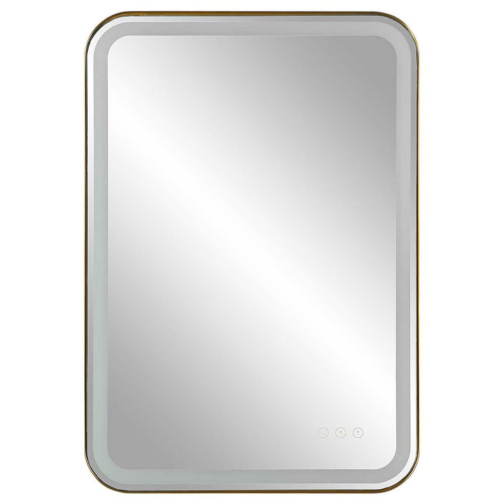 Uttermost Crofton Lighted Brass Vanity Mirror