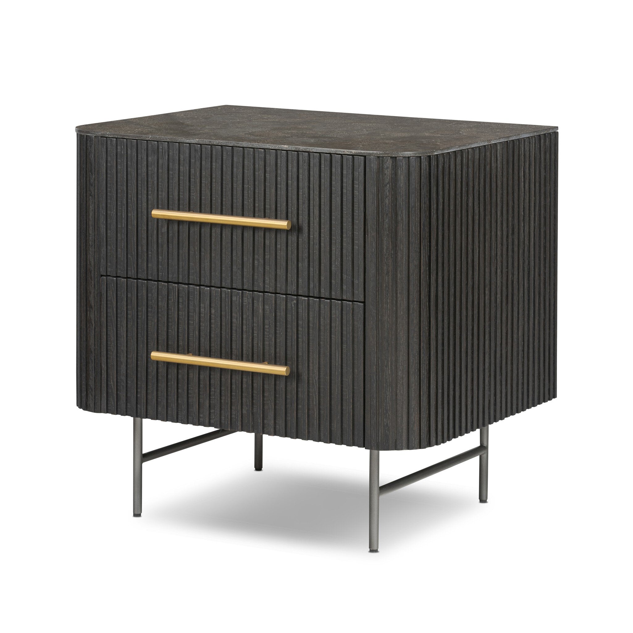 Fletcher Nightstand - Bluestone Nightstand Four Hands Four Hands, Mid Century Modern Furniture, Old Bones Furniture Company, Old Bones Co, Modern Mid Century, Designer Furniture, Furniture Sale, Warehouse Furniture Sale, Fletcher Nightstand - Bluestone Sale, https://www.oldbonesco.com/