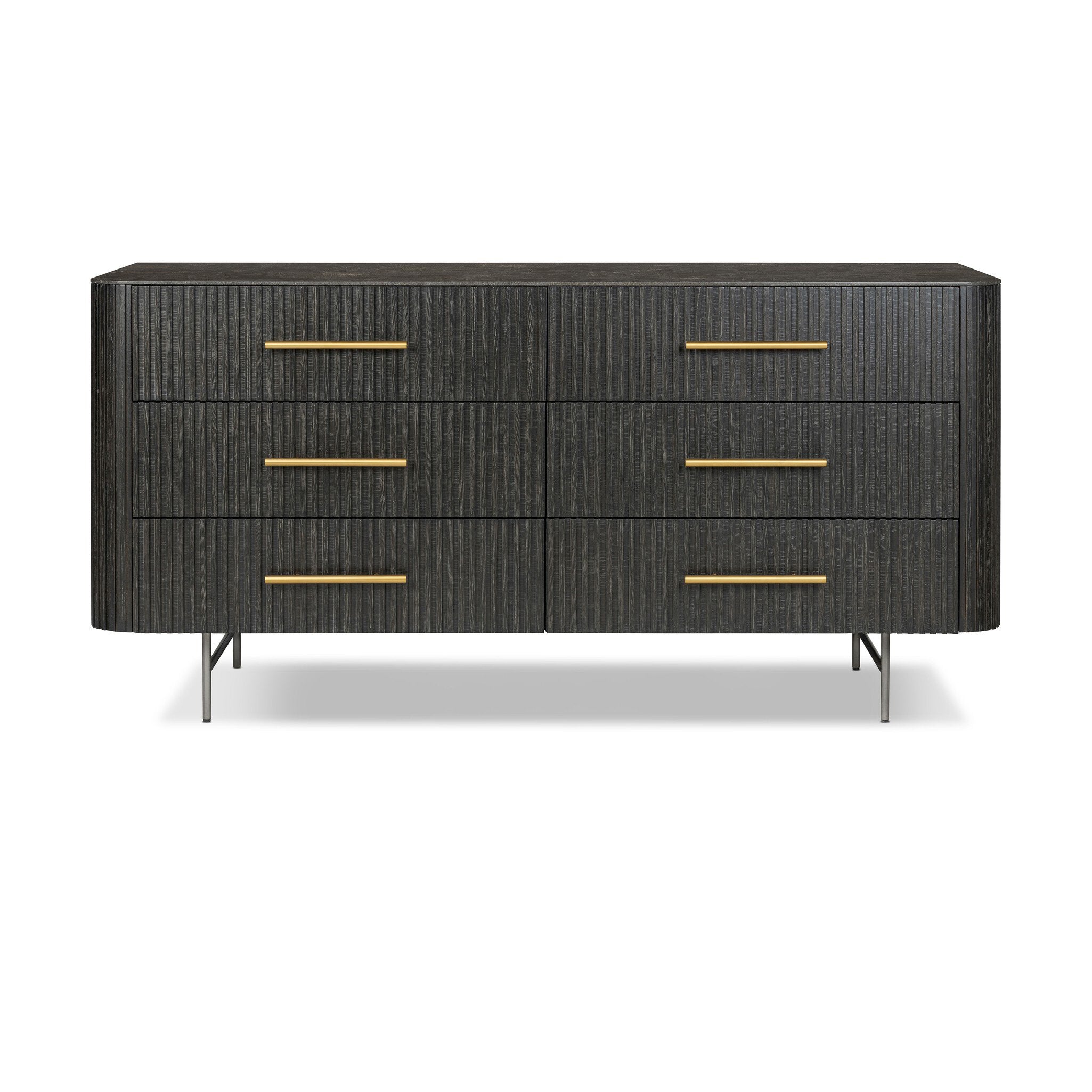 Fletcher 6 Drawer Dresser Distressed Black OakDresser Four Hands Distressed Black Oak Four Hands, Mid Century Modern Furniture, Old Bones Furniture Company, Old Bones Co, Modern Mid Century, Designer Furniture, Furniture Sale, Warehouse Furniture Sale, Fletcher 6 Drawer Dresser Sale, https://www.oldbonesco.com/