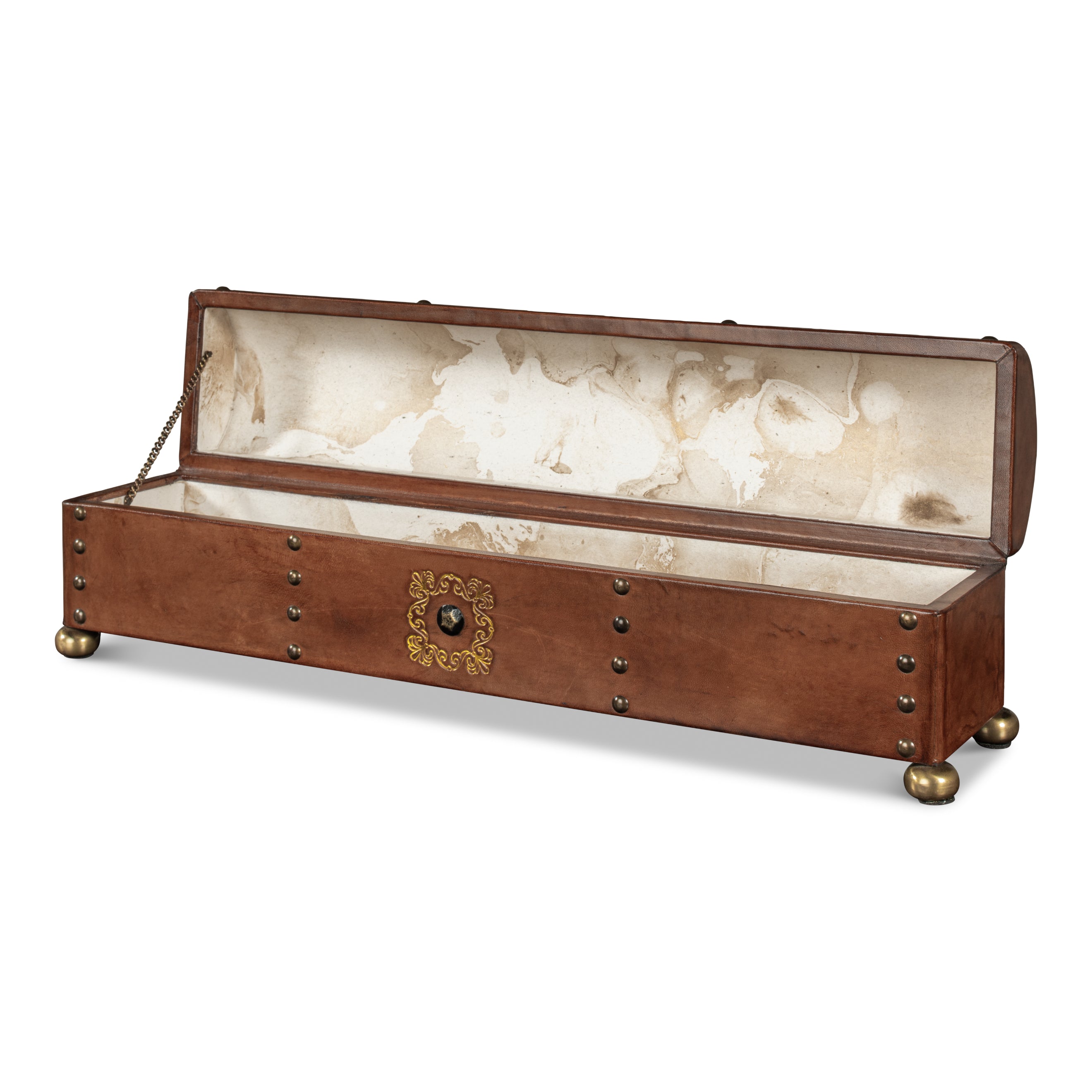 Telescope Leather Box with Tacks