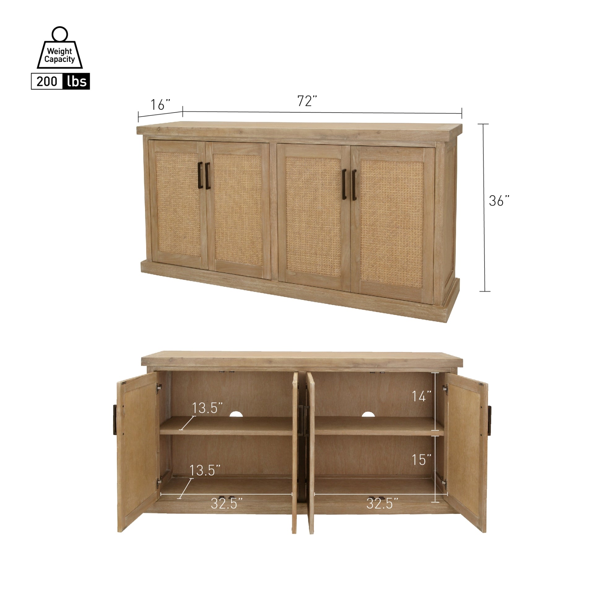 Armoni 4 Doors Buffet/Sideboard - Brushed Sand