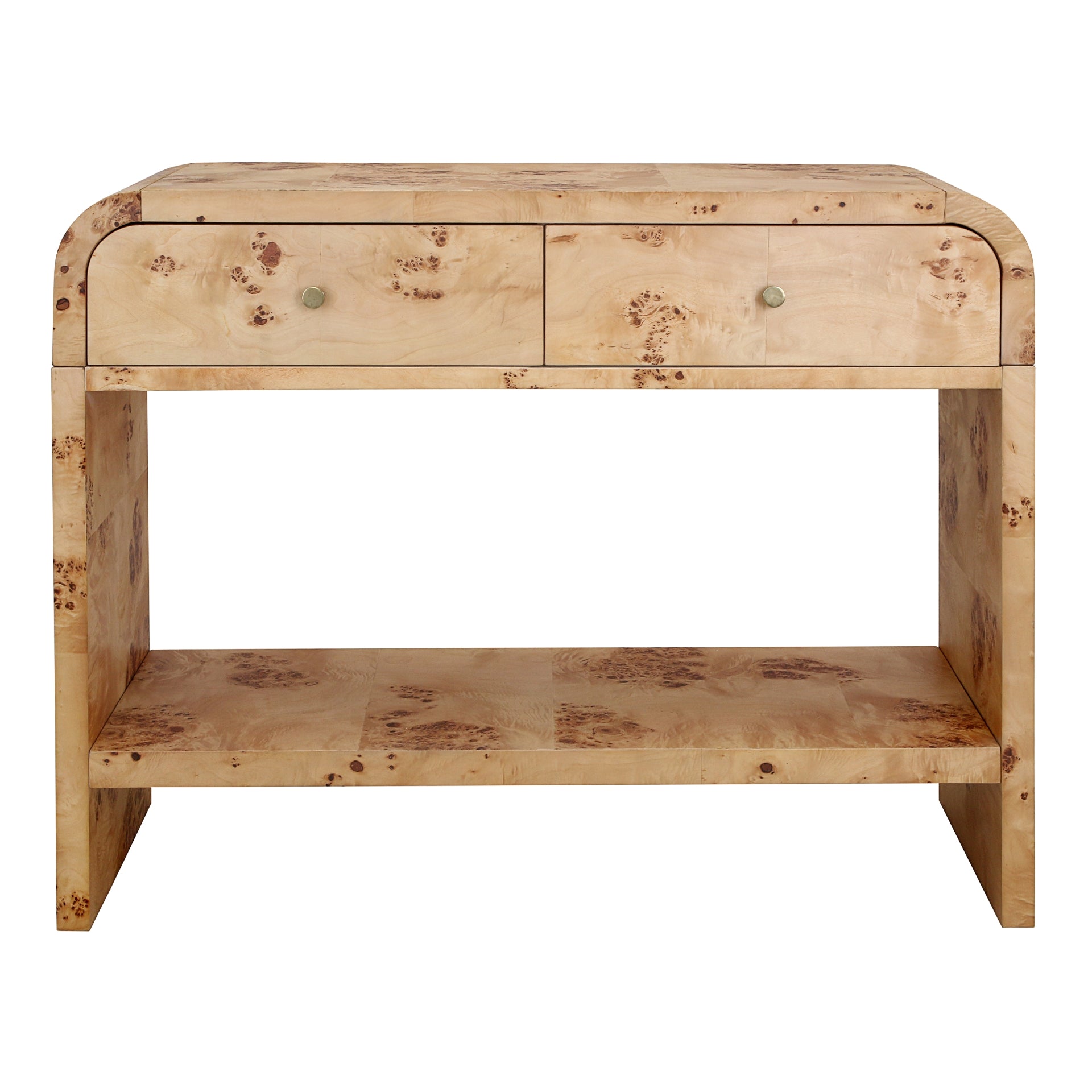 Veyra Burl Wood 2 Drawers Console Table with Shelf - Natural Burl