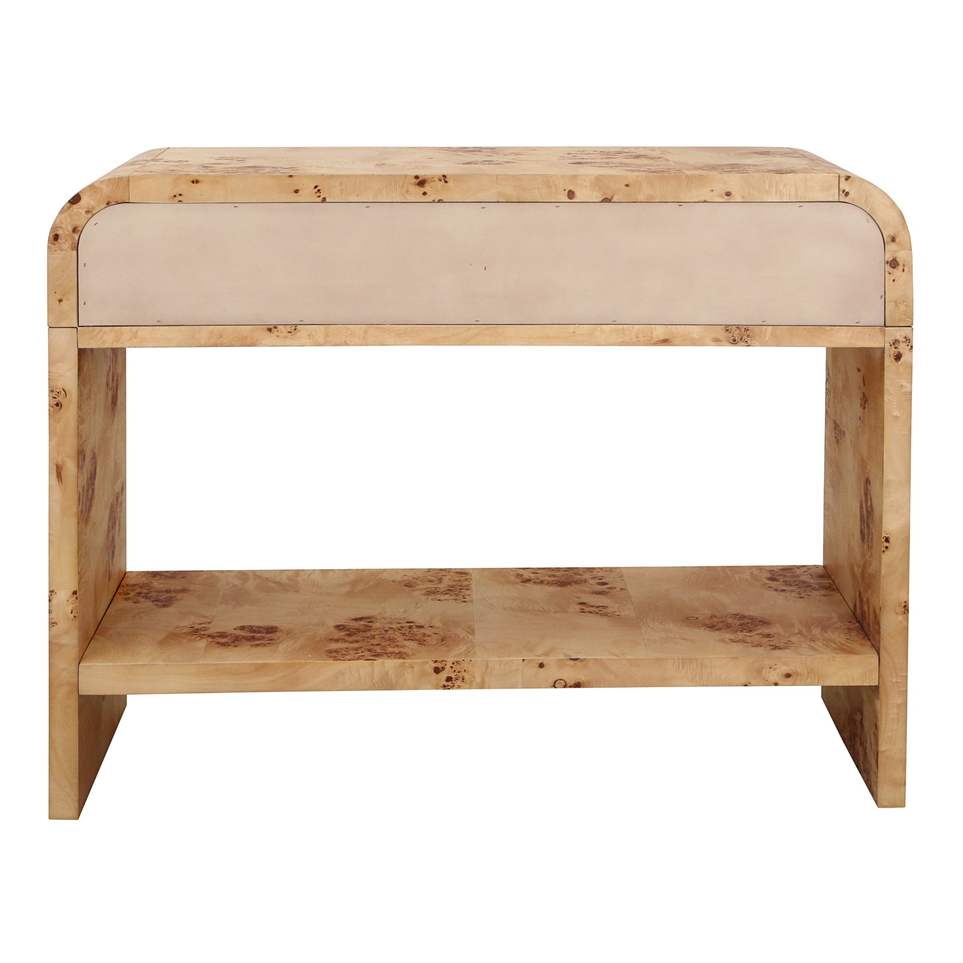 Veyra Burl Wood 2 Drawers Console Table with Shelf - Natural Burl