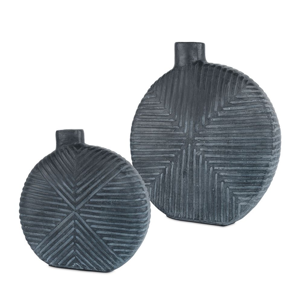Uttermost Viewpoint Aged Black Vases - Set of 2