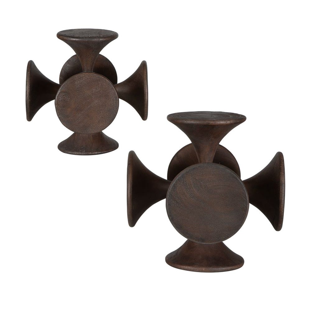 Uttermost Balanced Harmony Dark Wooden Sculptures - Set of 2