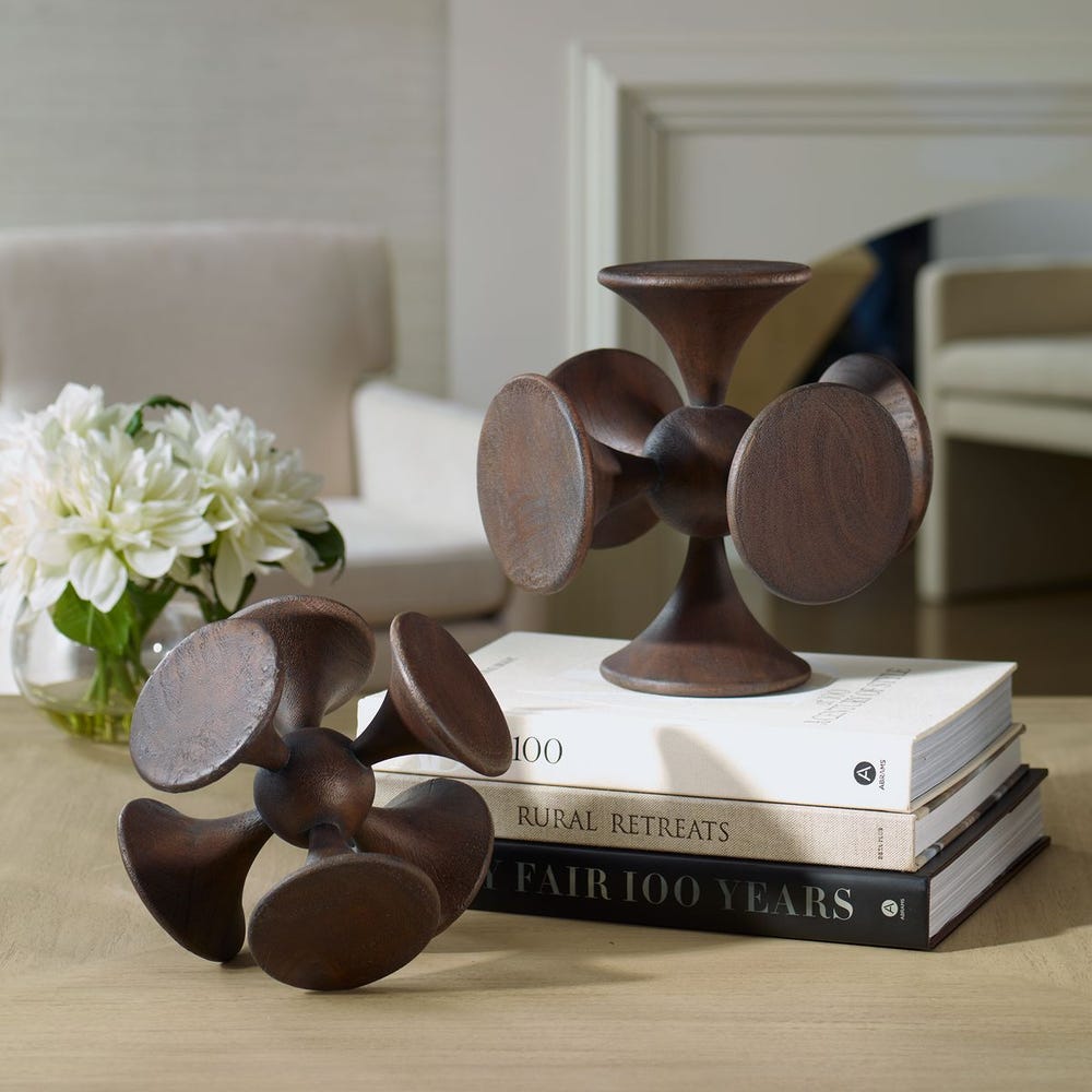Uttermost Balanced Harmony Dark Wooden Sculptures - Set of 2