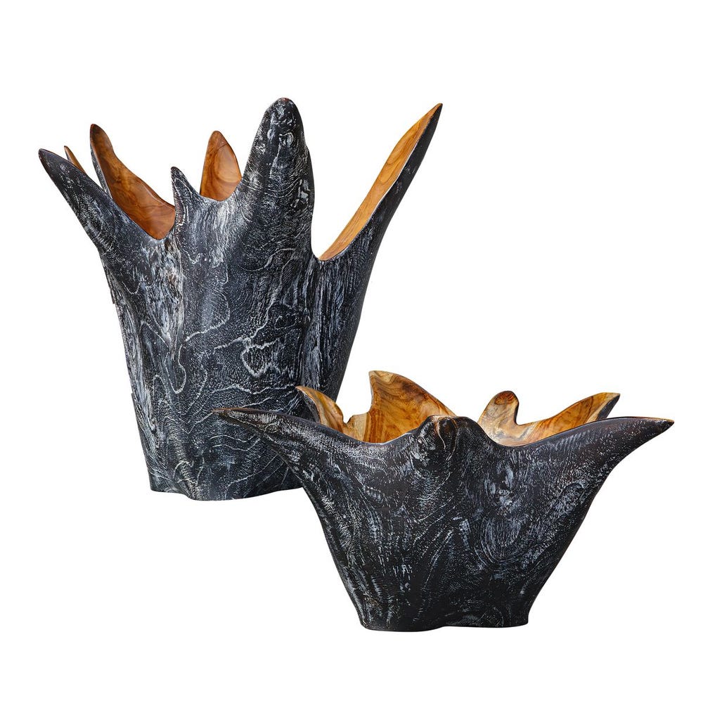 Uttermost Starpetal Indoor-Outdoor Wooden Bowls - Set of 2