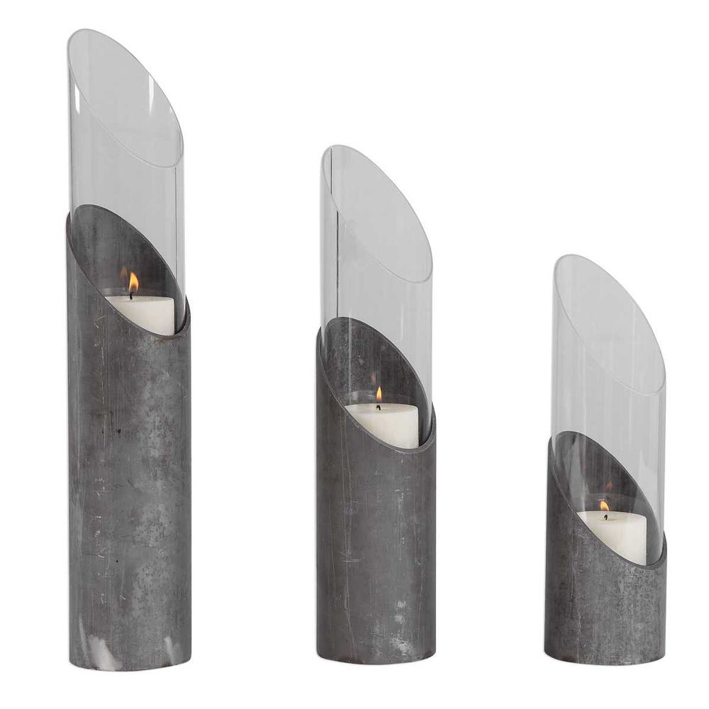 Uttermost Karter Iron & Glass Candleholders - Set of 3