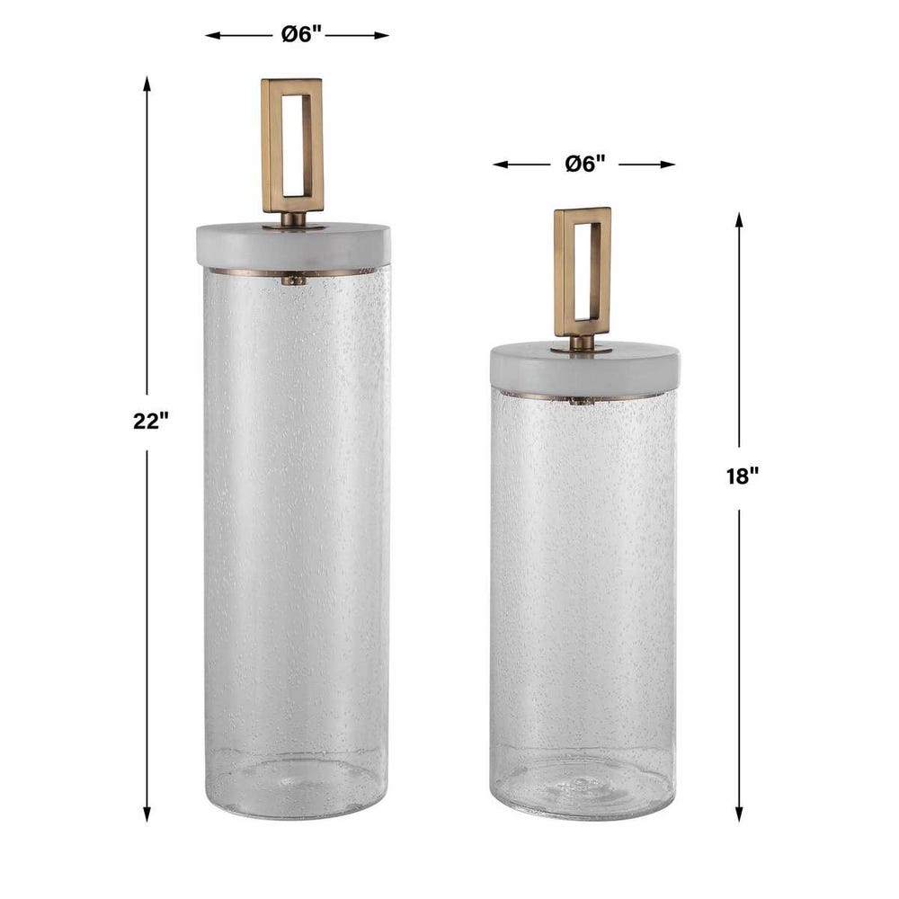 Uttermost Hayworth Seeded Glass Containers - Set of 2
