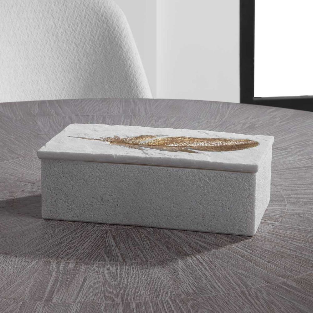 Uttermost Nephele White Stone Box by Uttermost