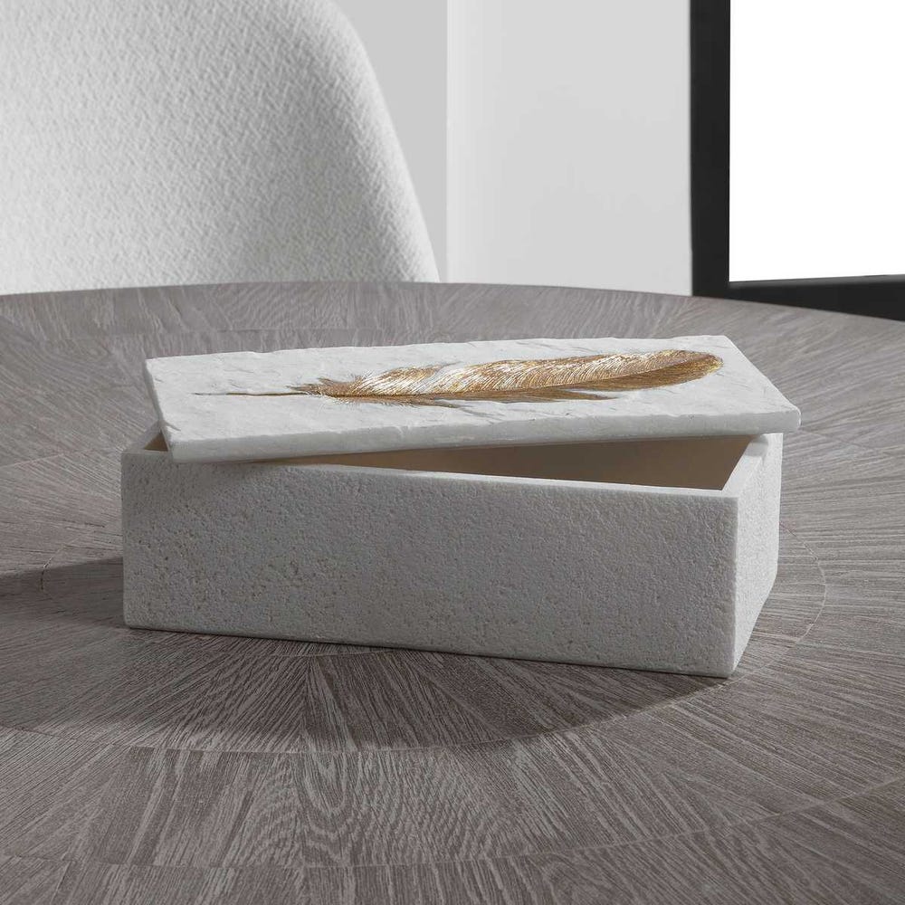 Uttermost Nephele White Stone Box by Uttermost