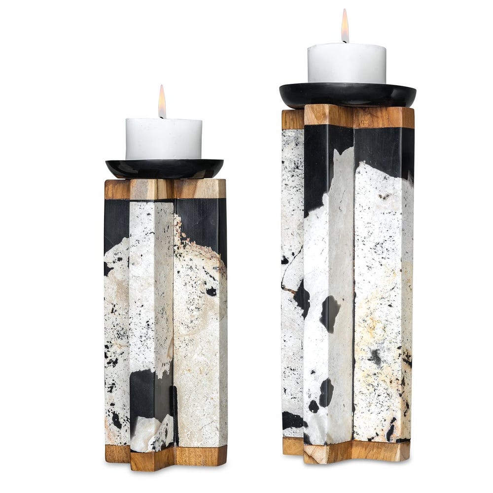Uttermost Illini Stone Candleholders - Set of 2