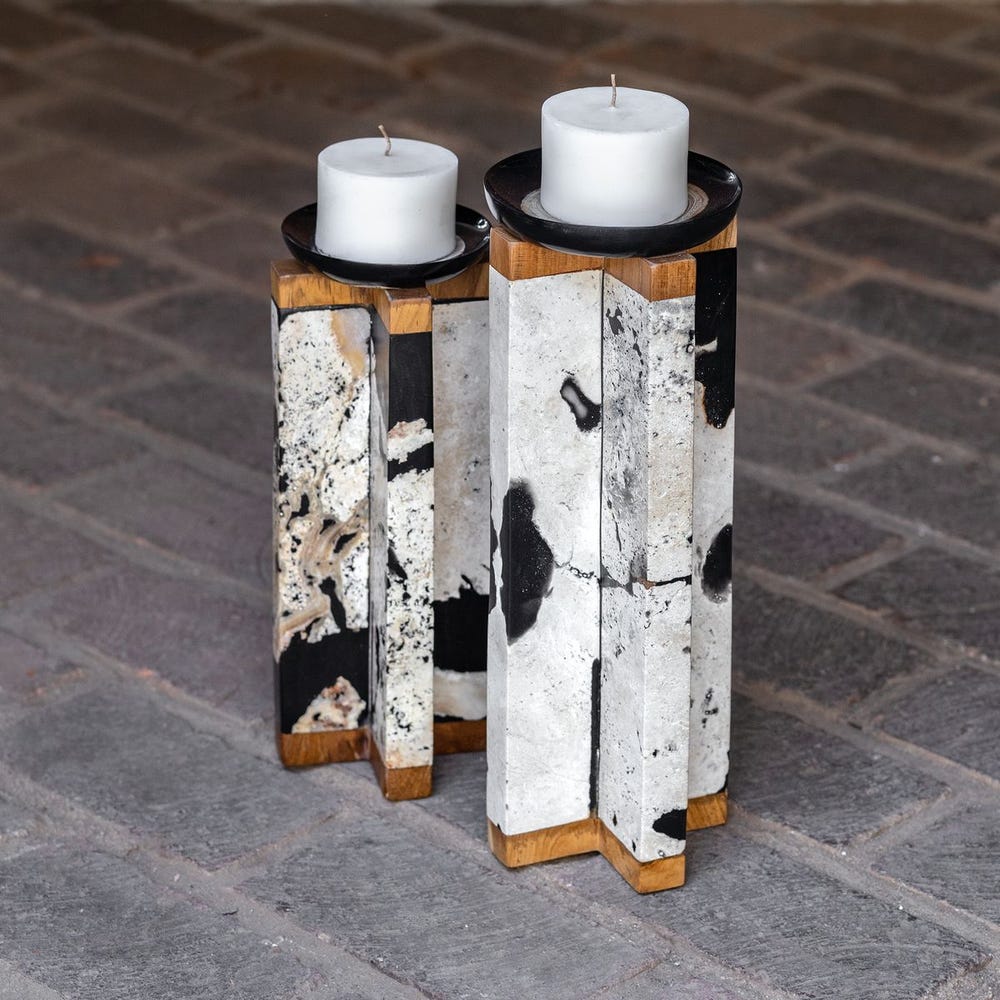 Uttermost Illini Stone Candleholders - Set of 2