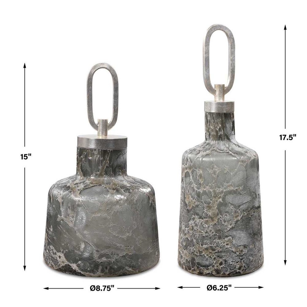 Uttermost Storm Art Glass Bottles - Set of 2