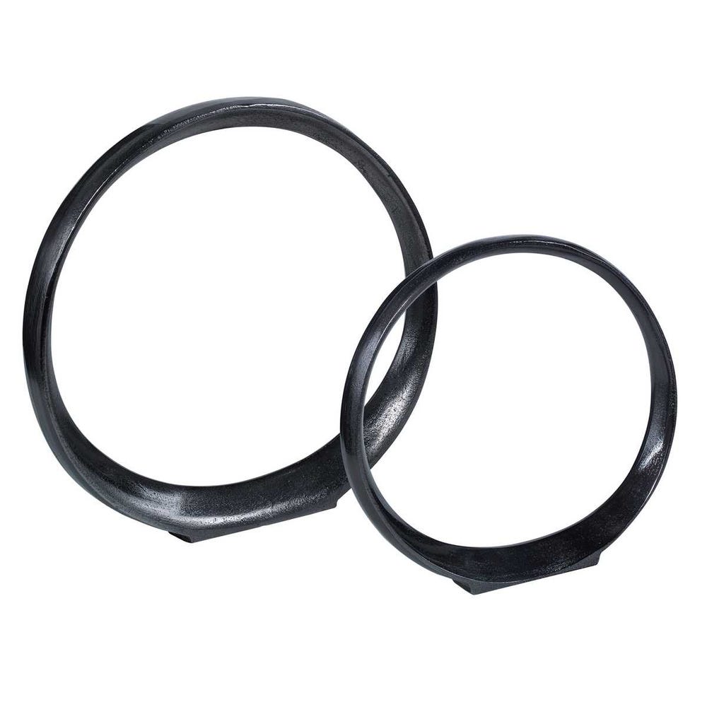 Uttermost Orbits Black Ring Sculptures - Set of 2