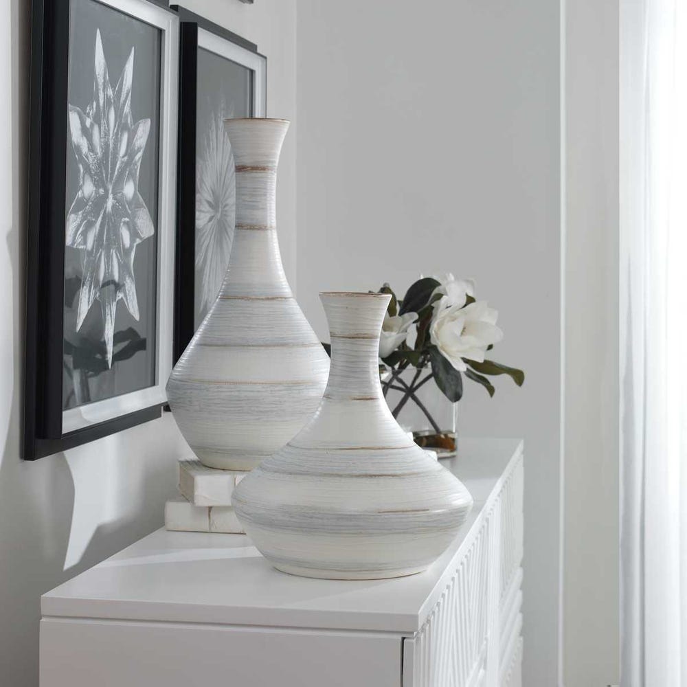 Uttermost Potter Fluted Striped Vases - Set of 2