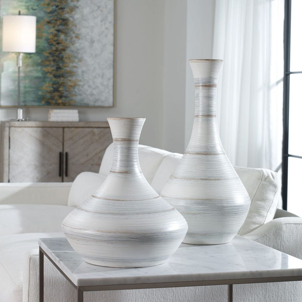 Uttermost Potter Fluted Striped Vases - Set of 2
