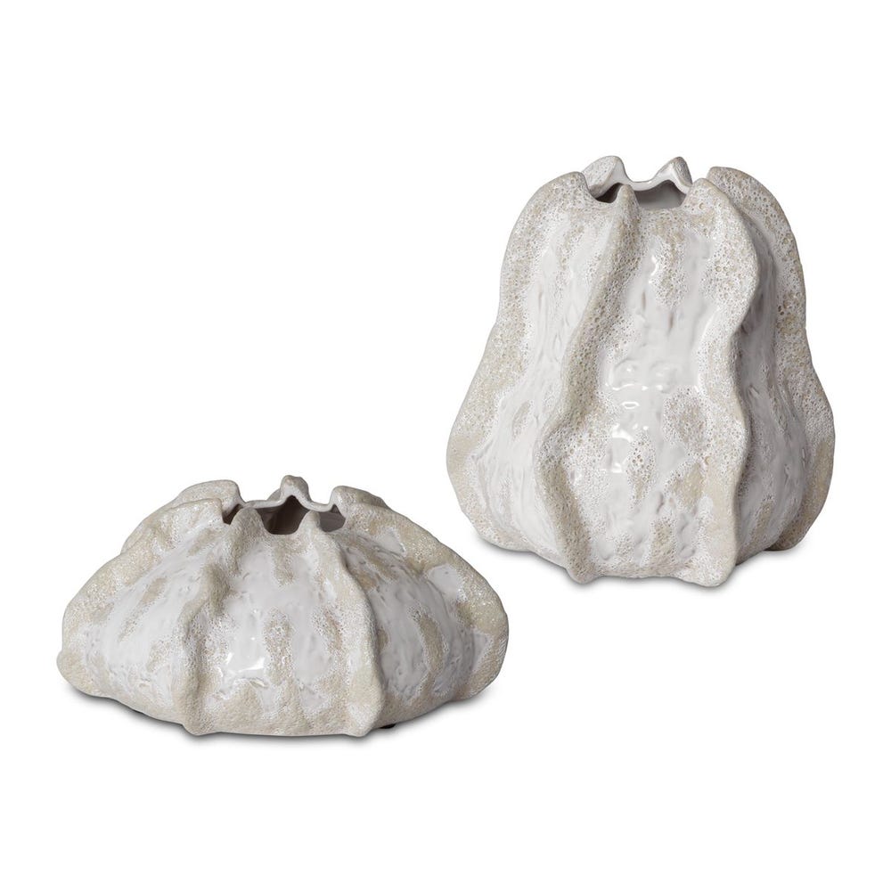 Uttermost Urchin Textured Ivory Vases - Set of 2