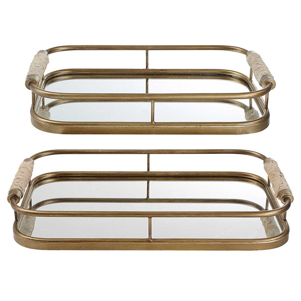 Uttermost Rosea Brushed Gold Trays - Set of 2 by Uttermost
