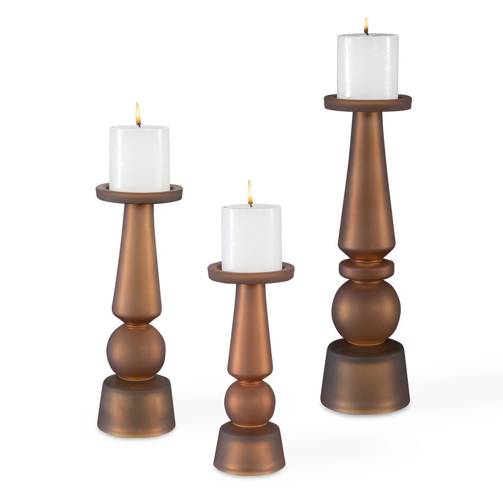 Uttermost Cassiopeia Butter Rum Glass Candleholders - Set of 3