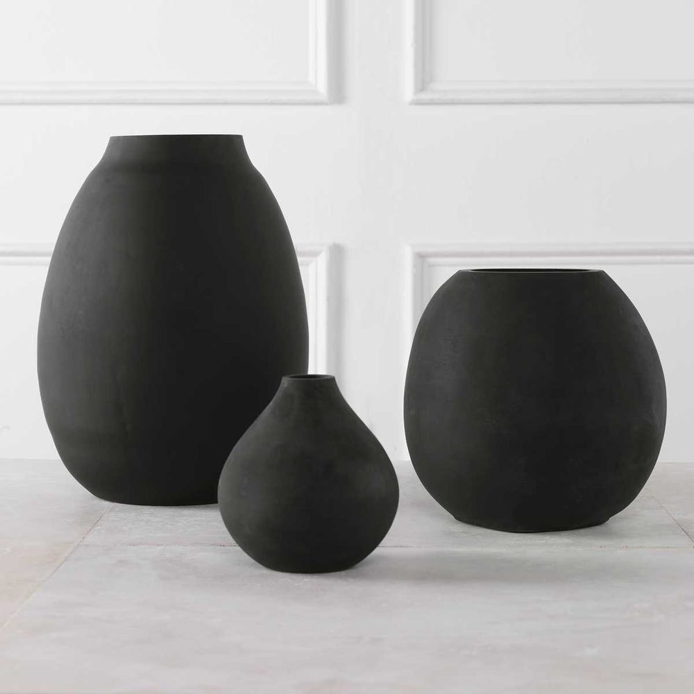 Uttermost Hearth Matte Black Vases - Set of 3
