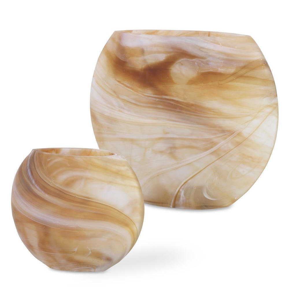 Uttermost Fusion Swirled Caramel & Ivory Vases - Set of 2
