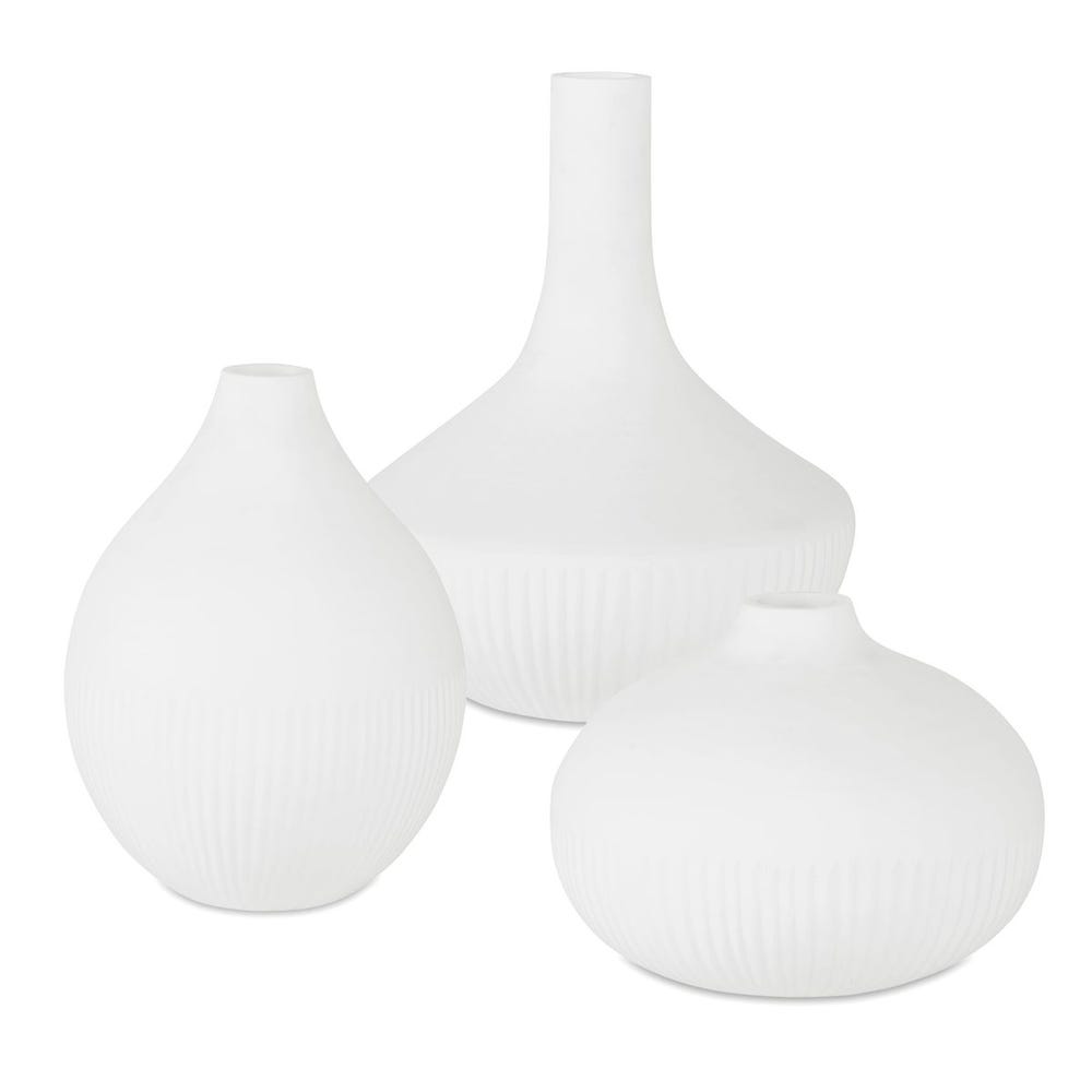 Uttermost Apothecary Satin White Vases - Set of 3