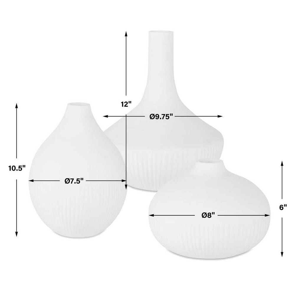 Uttermost Apothecary Satin White Vases - Set of 3