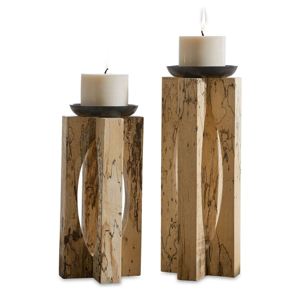 Uttermost Ilva Wood Candleholders - Set of 2