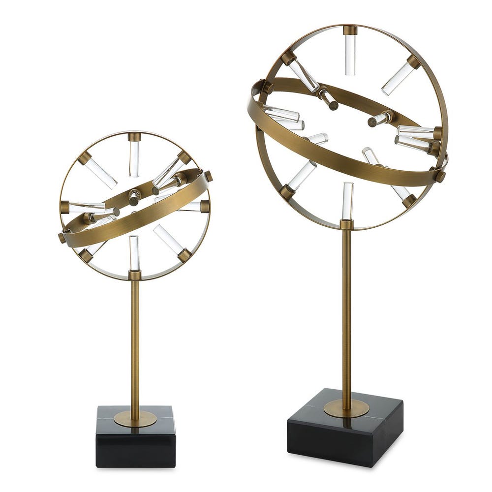 Uttermost Realm Spherical Brass Sculptures - Set of 2
