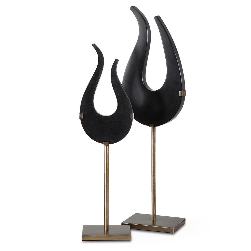 Black Flame Sculptures - Set of 2 by Uttermost