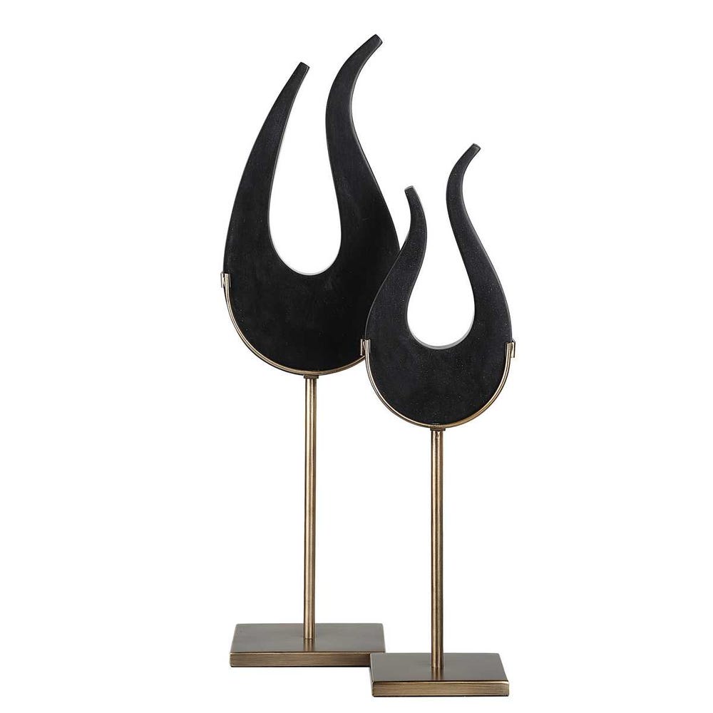 Black Flame Sculptures - Set of 2 by Uttermost