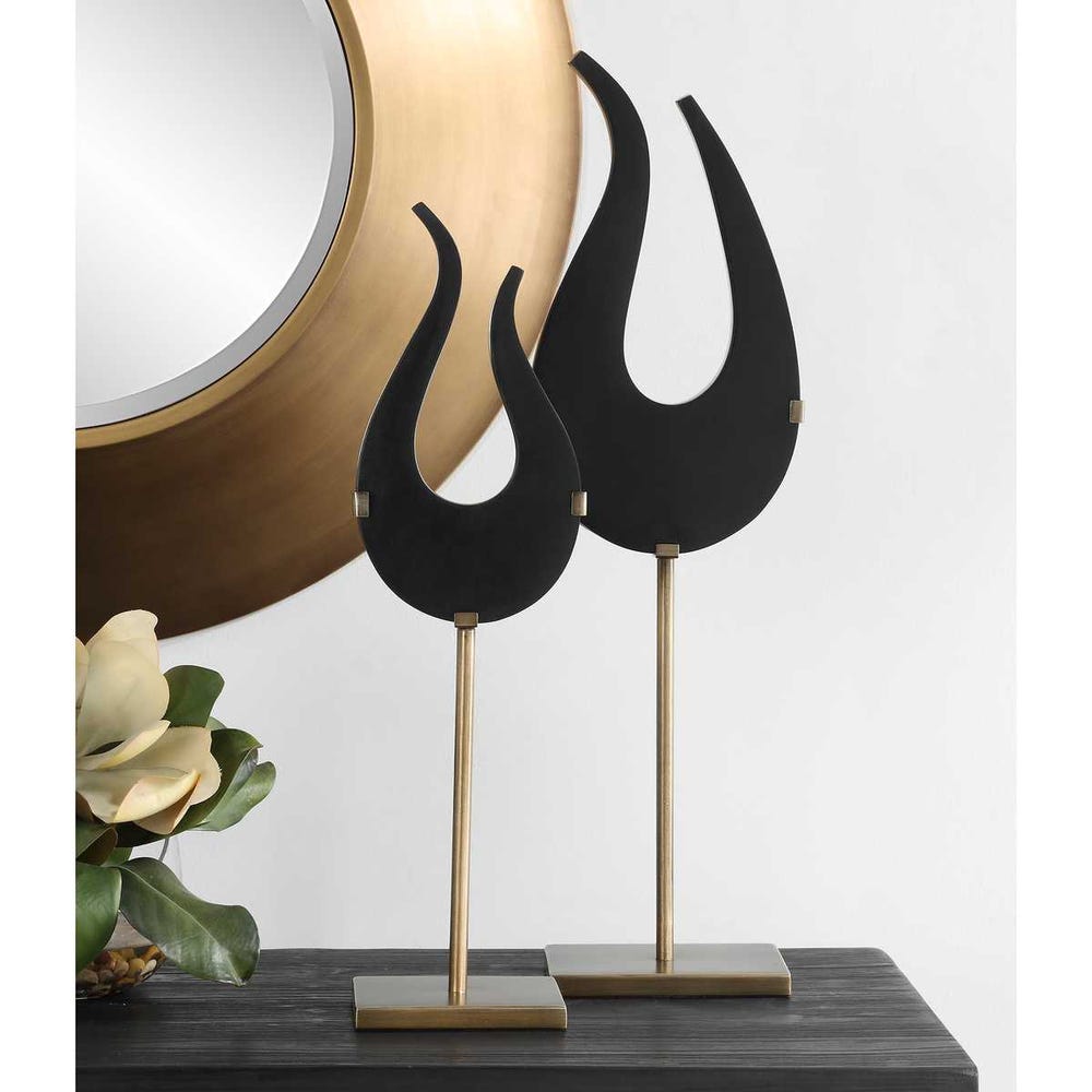 Black Flame Sculptures - Set of 2 by Uttermost